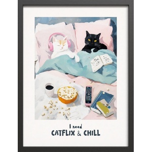 Styler Печатна картина с включена рамка 30x40 cm Catflix - Styler (OB-15044)