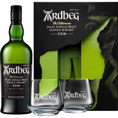 Ardbeg 10 YO с две чаши - малцово шотландско уиски 700ml