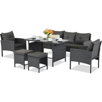 Garden Point Комплект Technorattan с пуфове Bari Garden Point антрацит (GAP121)