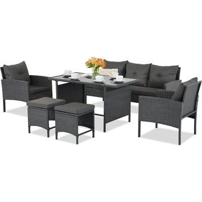 Garden Point Комплект Technorattan с пуфове Bari Garden Point антрацит (GAP121)