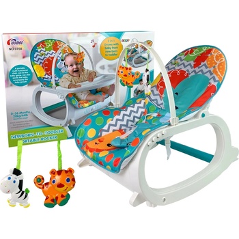 Detské hojdátko a ležadlo 2 v 1 s vibráciami a hudbou – zelené