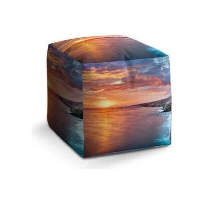 Sablio Taburet Cube Západ slunce nad mořem: 40x40x40 cm