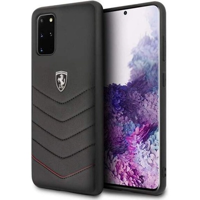 Ferrari Heritage Quilted Leather Hard Case - кожен кейс (естествена кожа) за Samsung Galaxy S20 Plus (черен)