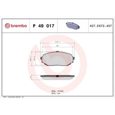 Sada brzdových platničiek kotúčovej brzdy BREMBO P 49 017