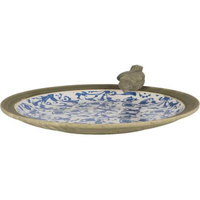 Esschert Design Ptačí koupel krmítko modrobílá keramika AGED CERAMIC 34 cm – Zbozi.Blesk.cz