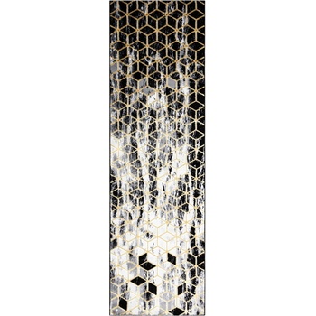 Dywany Łuszczów Gloss 409A 82 3D cubes black/gold/grey Černobílá