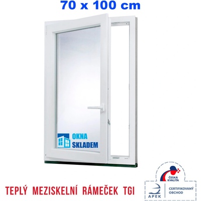 Erkado Plastové okno otevíravé i sklopné levé 700 x 1000 mm Bílé / Antracit