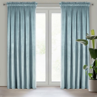 Takoy DESIGN 91 záves ROSA z jednofarebného mäkkého zamatu morská 140 x 270 cm-HF-428728 | 140 x 270 cm