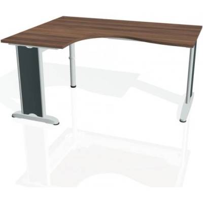 Hobis Pracovný stôl Flex, ergo, pravý, 160x75,5x120 (60x80) cm, orech/kov