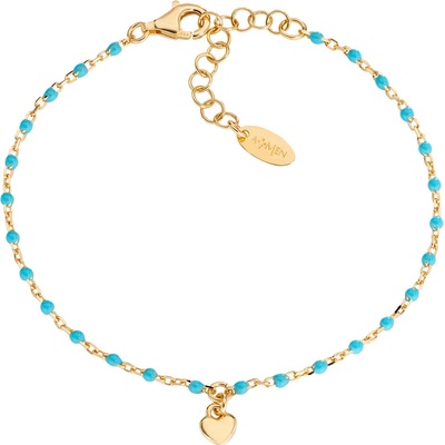 Amen Slušivý náramek s korálky a srdíčkem Love BRSMCUGT3