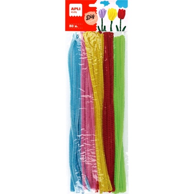 APLI, plyšový modelovací drát, 30cmx6mm, 50 ks Varianta: A13270 barevný mix neonových barev