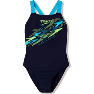 Speedo Дамски бански костюм Speedo Women's Medley Logo Medalist One Piece Swimsuit - Hyper Teal / Citrus Green - размер 44 (EU) (150-6093-0417)