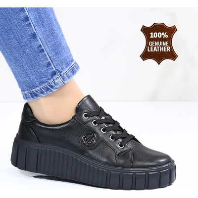 Обувки естествена кожа E18041-1 Black