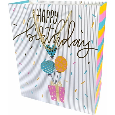 Darčeková taška veľká Happy Birthday s trblietkami Typ: 4