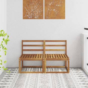 vidaXL 2 Брой Среден диван за открито Солидно акациево дърво Естествен (900458)