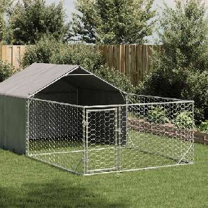 vidaXL Открита кучешка колиба с бягаща пътека 7x2x1, 5 m (3329237)