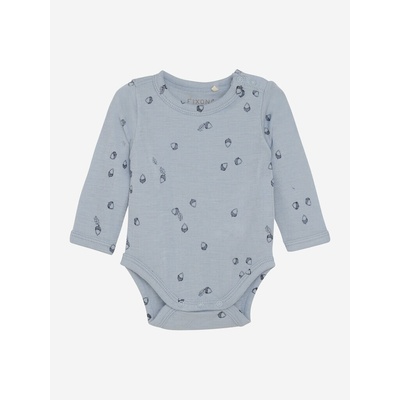 Detské body z merino vlny a hodvábu s dlhým rukávom Fixoni modré Blue Fog