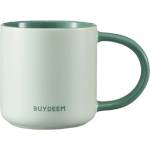 BUYDEEM Керамична чаша за чай и кафе Buydeem CD1018-CG, 350 мл, Плоско дъно, Вътрешна мерителна скала, Високотемпературна керамика, Зелен (CD1018-CG)