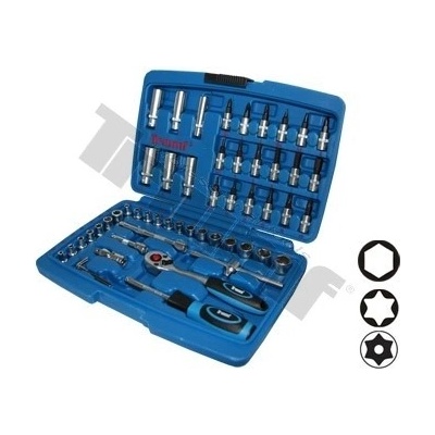 TRIUMF Gola sada 1/4" 53 dielna s vŕtanými torx nadstacami, 6hr. hlavice