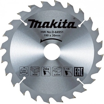MAKITA Kotúč pílový D 190 x 30 mm na drevo (24 HM zubov) 2.2 mm rez - D-64951