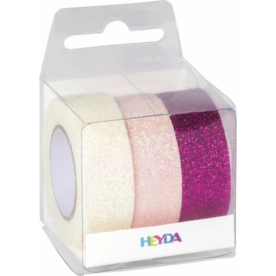 Samolepící páska s glitry 1,5cm x 3m - 3ks, fialková, růžová, bílá