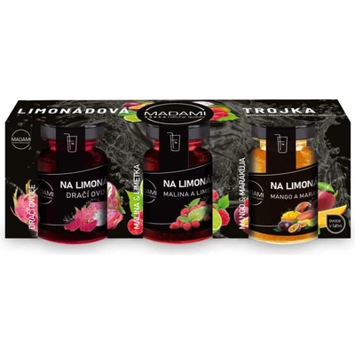 Madami Ovoce na Limonádu Dračí ovoce a Malina a limetka a Mango a Marakuja 3 x 60 g