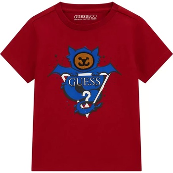 Image 1 of GUESS Тениска с къс ръкав в тъмно червено за момче с цветна щампа Guess