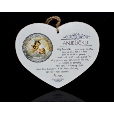 Tabuľka drevená srdce 20cm Anjeličku