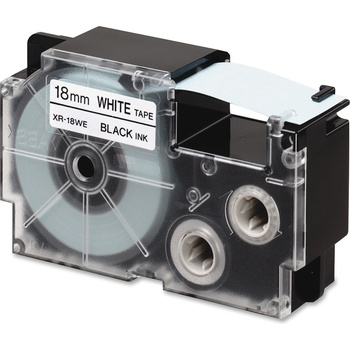 Pro Casio Casio R11WE (XR-18HSWE), 18mm x 2m, черен печат / бял фон, свивам, съвместима лента (R11WE)