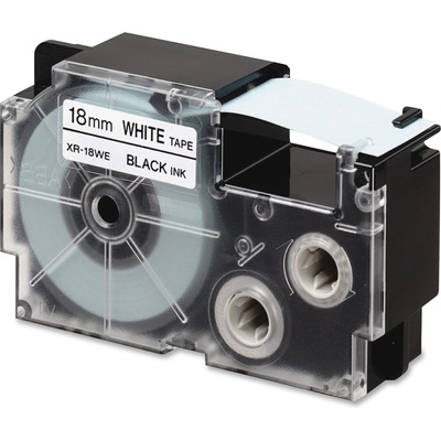 Compatible Casio R11WE (XR-18HSWE), 18mm x 2m, черен печат / бял фон, свивам, съвместима лента (R11WE)