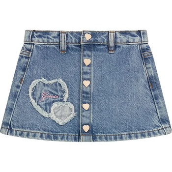 GUESS Нежна деним пола за мини момиче с копчета и бродирани сърца Guess