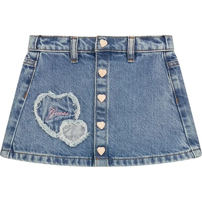 GUESS Нежна деним пола за мини момиче с копчета и бродирани сърца Guess