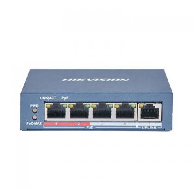 DS-3E0105P-E(B) : : 5-портов суич 10/100, 4 -PoE порт + 1 uplink, Unmanaged, 802.3af/at, 60W, 300m (DS-3E0105P-E(B))