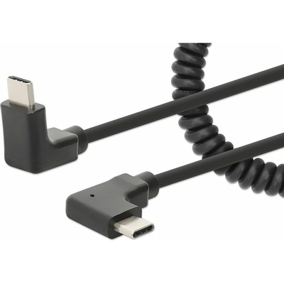 Manhattan Кабел Manhattan 356213, от USB-C(м) към USB-C(м), спирален, ъглов, 1m, черен (356213)