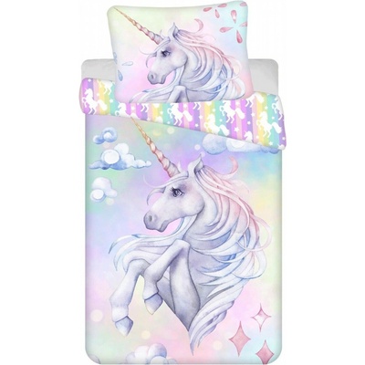 Jerry Fabrics povlečení fototisk Unicorn Pastel Rainbow 140x200 70x90