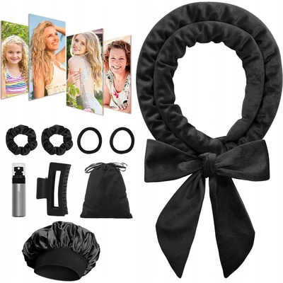Natáčací valček na kučery bez tepla Scrunchie na vlasy + spona a gumičky
