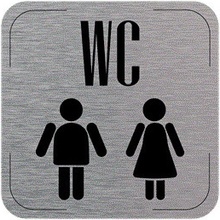 Popis místnosti - cedulka na dveře - WC muži/ženy, hliníková tabulka, 80 x 80 mm