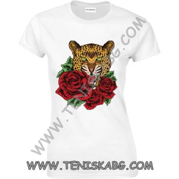 Image 1 of Fruit of the Loom Тениска - Леопард с рози