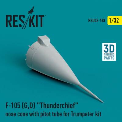 Trumpeter Reskit F-105 G,DThunderchief nose cone with pitot tube for kit 3D Printed 1:32