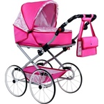 New Baby Детска ретро количка за кукли 2в1 New Baby Наталка розова (29158)