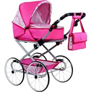 New Baby Детска ретро количка за кукли 2в1 New Baby Наталка розова (29158)