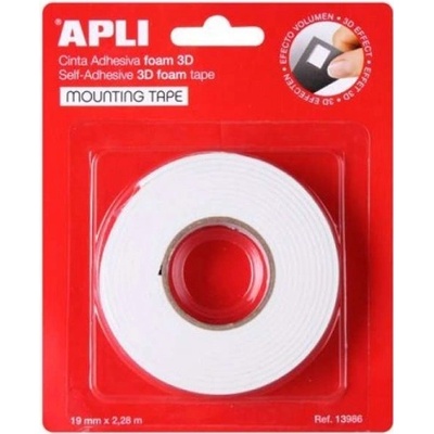 APLI 3D Lepiaca páska obojstranná 19 mm x 2,28 m biela