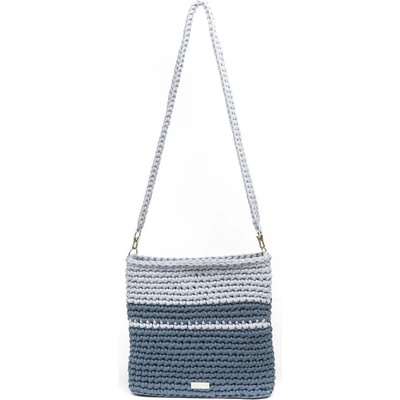 Justin Design háčkovaná crossbody kabelka Viktorie šedose světle šedou modrá