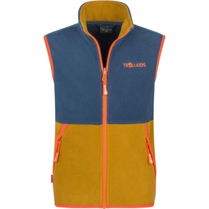 TROLLKIDS Детски поларен елек Trollkids Kid's Kjerag Vest Fleece vest - Bronze / Mystic Blue / Flame Orange - размер 110 (EU) (703-4667-0714)