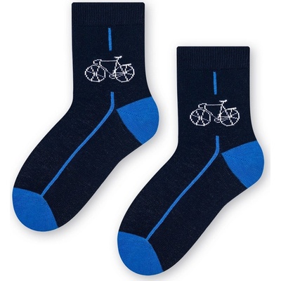 Chlapčenské ponožky s bicyklom tmavomodrá