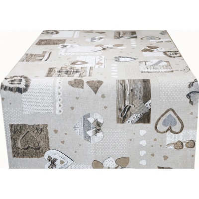 MADE IN ITALY Behúň so šedohnedými srdiečkami 50x150cm