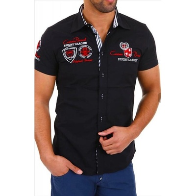 Carisma pánska košeľa krátky rukáv slim fit 9002 čierna