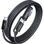 Lisen Магнитен кабел за данни 3 в 1 Lisen (YL0124070021) - Type-C към Type-C, 140W, 480Mbps, найлонова оплетка, 2m - Сив