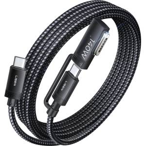 Lisen Магнитен кабел за данни 3 в 1 Lisen (YL0124070021) - Type-C към Type-C, 140W, 480Mbps, найлонова оплетка, 2m - Сив