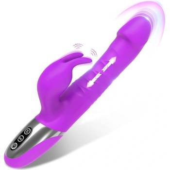 Paloqueth Thrusting & Rotating Rabbit Vibrator with 7 Thrust & 7 Vibration Modes Purple